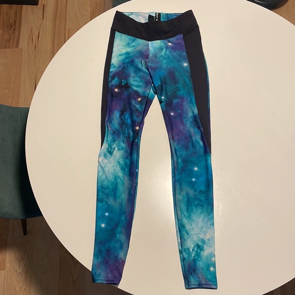 Black milk teal galaxy gym legging size small with pockets - Picture 3 of 5